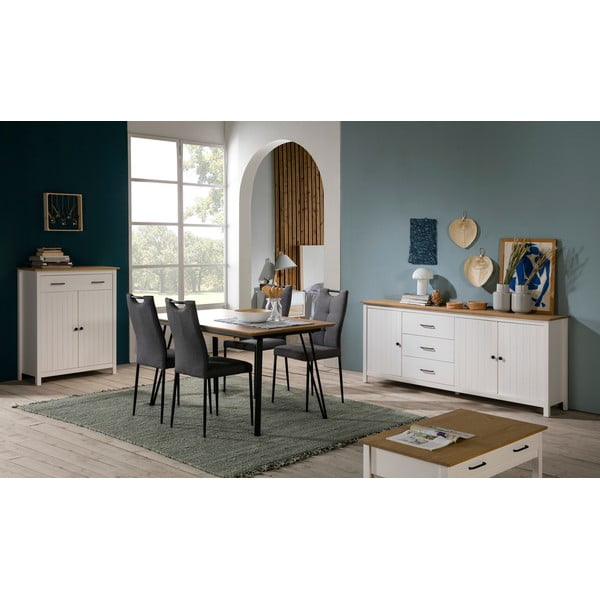 Бял нисък скрин от масивен бор 190x80 cm Miranda – Marckeric-image-1