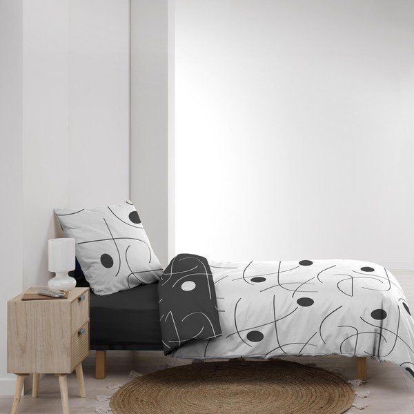 Бяло-тъмносиво единично  спално бельо от микрофибър 140x200 cm Sonate – douceur d'intérieur-image-4
