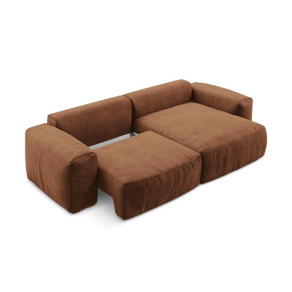 Теракотен шенилов сгъваем ъглов диван (десен ъгъл) Kuki – Makamii-image-4