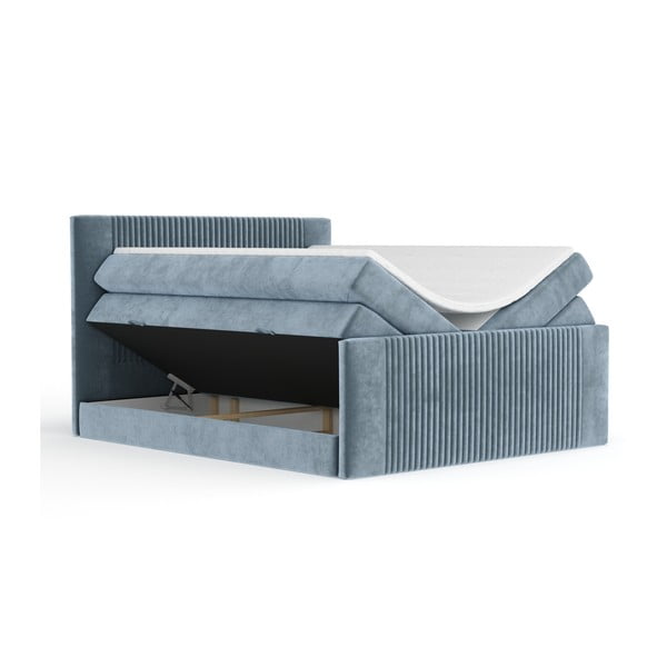 Синьо  боксспринг легло 160x200 cm с място за съхранение Bergamo – Maison de Rêve-image-2