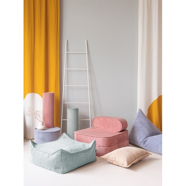 Детски пуф от рипсено кадифе в цвят мента Square – Wigiwama-image-2