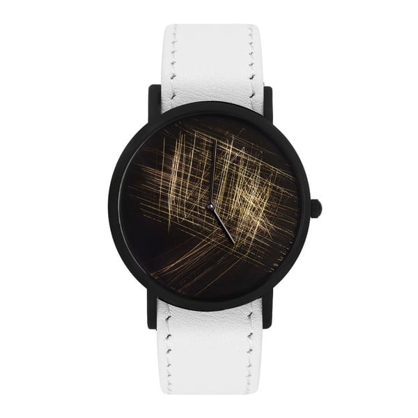 Unisex hodinky s bílým řemínkem South Lane Stockholm Avant Gold Scratch 