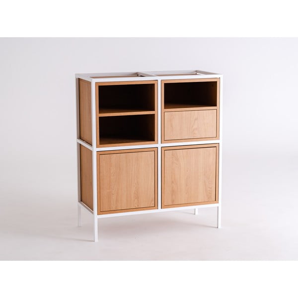 Бял висок скрин от дъб 88x102 cm Skap - CustomForm-image-2