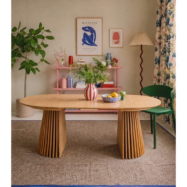 Кръгла сгъваема трапезна маса с дъбов плот ø 120 cm Osaka – House Nordic-image-3