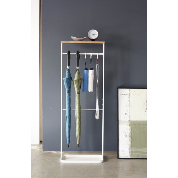 Бяла стойка за чадъри с дървен рафт Yamazaki Tower - YAMAZAKI-image-3