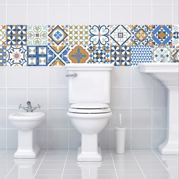 Комплект от 24 мозаечни плочки за стена Azulejos Ornaments Mosaic, 15 x 15 cm - Ambiance