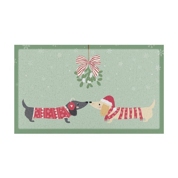 Изтривалка с коледен мотив от рециклирана пластмаса 40x70 cm Christmas Sausage Dogs – Artsy Doormats