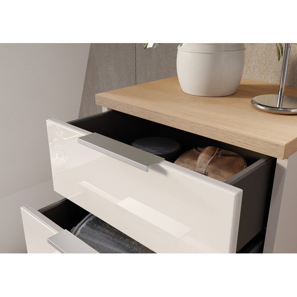 Кремав гланцов висок/тесен шкаф за баня 39x112 cm Tavira – Germania-image-4