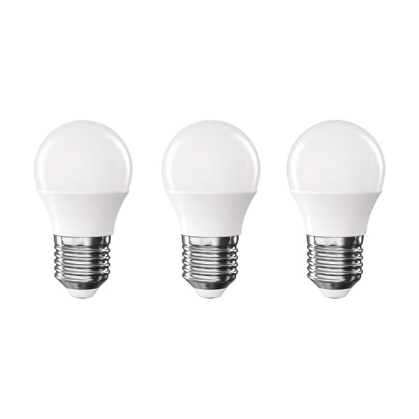 Топли бели LED комплект крушки 3 бр. E27, 4 W – EMOS