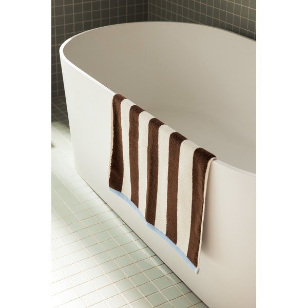 Кафяв/кремав текстилен килим за баня 50x80 cm Gobo – noo.ma-image-1