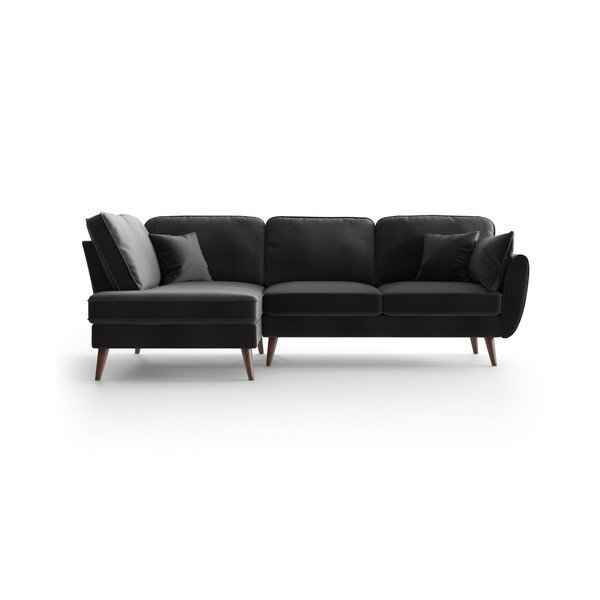 Ъглов диван от антрацитно кадифе, ляв ъгъл Auteuil - My Pop Design