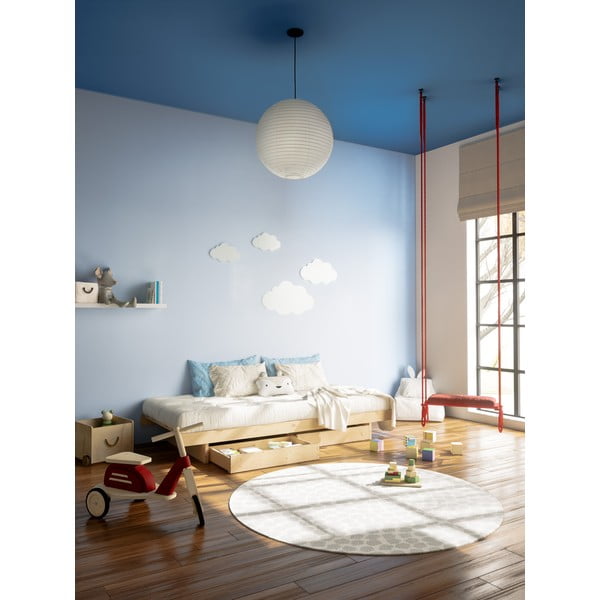 Единично легло от масивен бор с място за съхранение с включена подматрачна рамка в естествен цвят 90x200 cm Kanso – Karup Design-image-1