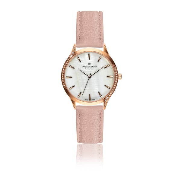 Дамски часовник с розова каишка от естествена кожа Parsio - Frederic Graff