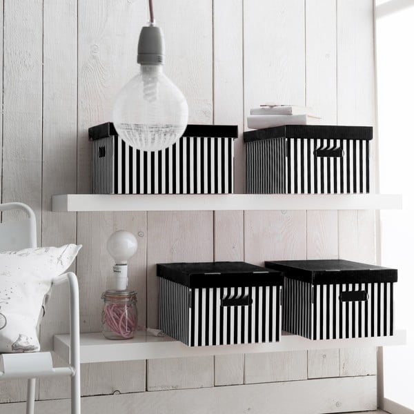 Картонени кутии за съхранение с капак в комплект от 2 броя Stripes - Compactor-image-1