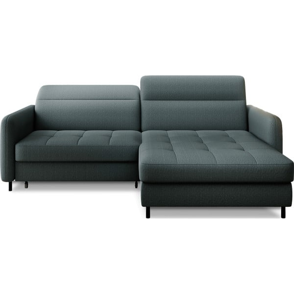 Сиво-зелен кадифен разтегателен ъглов диван с място за съхранение (десен ъгъл) Gomsi – ELTAP