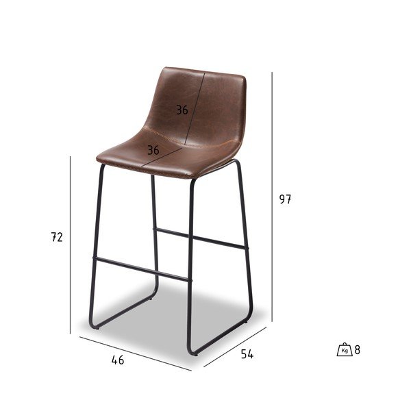 Комплект от 2 тъмнокафяви бар стола Indiana - Furnhouse-image-1