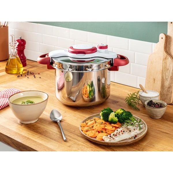 Тенджера под налягане от неръждаема стомана 6 л Clipso Minut Perfect - Tefal-image-1