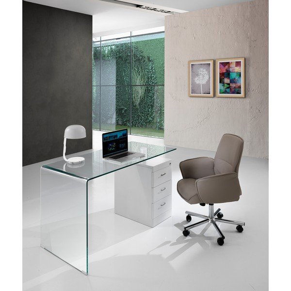 Работна маса със стъклен плот 65x125 cm Bow - Tomasucci-image-4