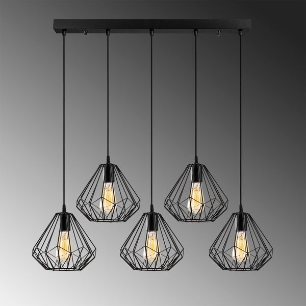 Черно висящо осветително тяло с метален абажур Diamond – Opviq lights-image-3