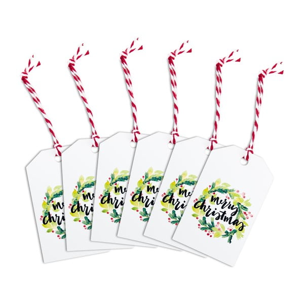 Комплект от 6 етикета за подаръци Merry Christmas, 9 x 5,5 cm - Butlers