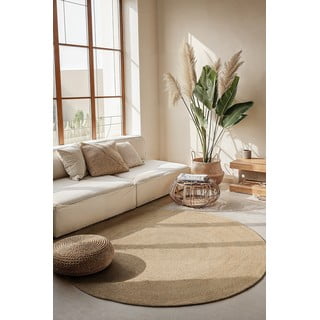Двустранен ютен кръгъл килим в естествен цвят ø 140 cm Braided Ivory – Hanse Home