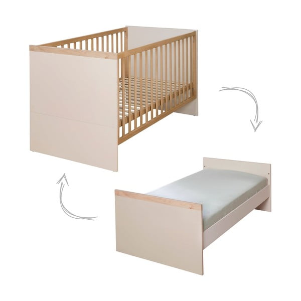 Бежово/в естествен цвят детско креватче 70x140 cm с регулируема височина Jil – Roba-image-2