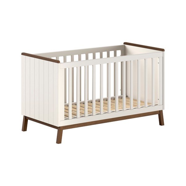 Бежово детско креватче 70x140 cm от масивен бор с подвижна странична част/с регулируема височина Sezane – Vipack