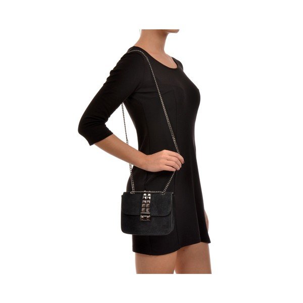 Черна кожена чанта Mangotti Misma - Mangotti Bags-image-3