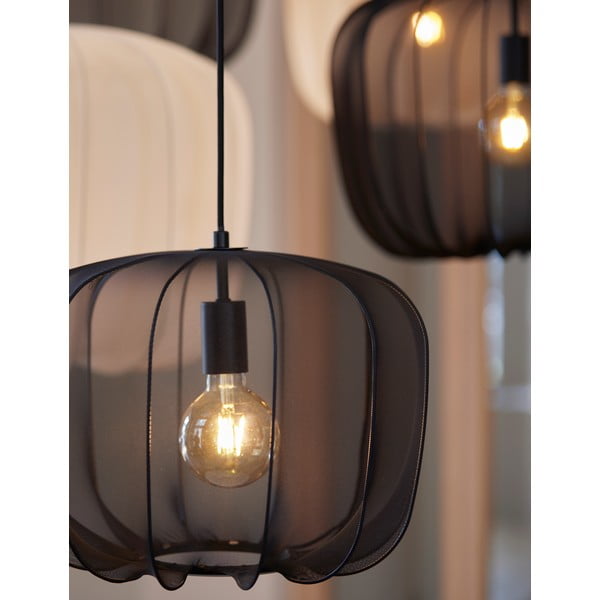 Черно висящо осветително тяло с текстилен абажур ø 40 cm Plumeria – Light & Living-image-3