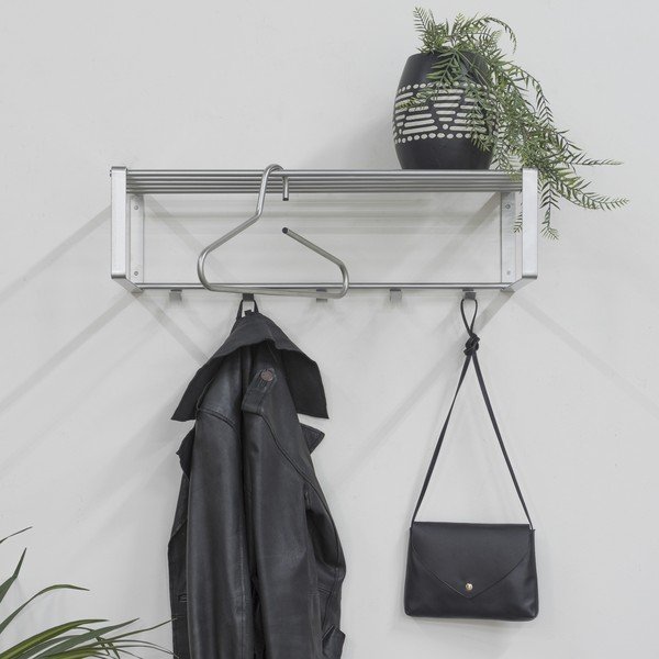 Метална стенна закачалка в сребрист цвят с рафт 70 cm Rex – Spinder Design-image-1