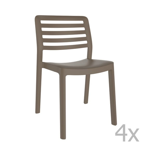 Комплект от 4 шоколадовокафяви градински стола Wind - Resol