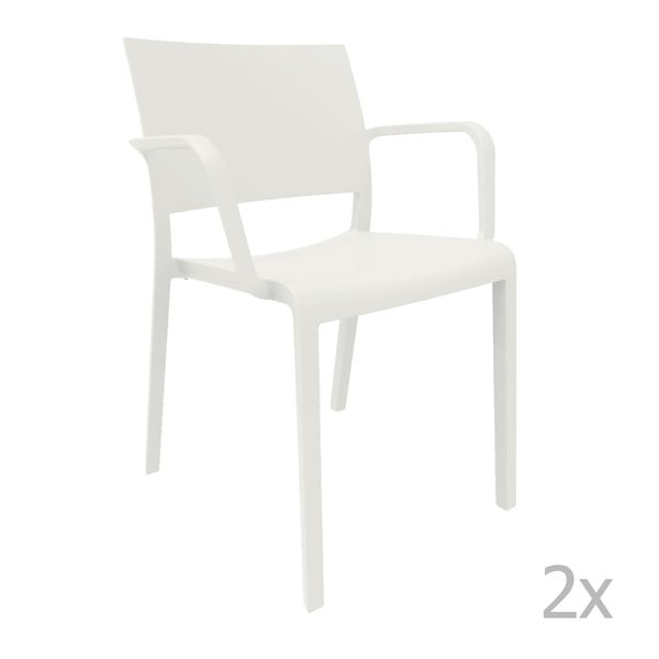 Sada 2 bílých zahradních židlí s područkami Resol Fiona