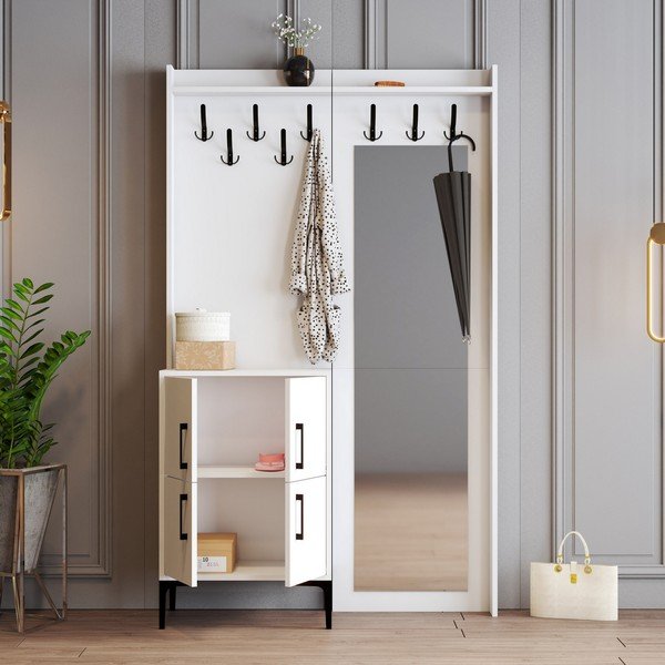 Комплект за коридор в бял цвят Berlin - Kalune Design-image-3