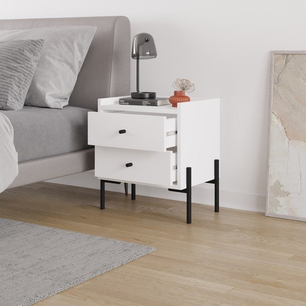 Бяло нощно шкафче Mayra - Marckeric-image-1