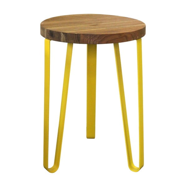 Сгъваема маса с жълти крака, изработена от дърво от бряст и метал Sandy - Red Cartel