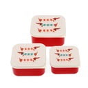 Детски кутии за храна 3 бр. в червен и кремав цвят Sausage Dog – Rex London