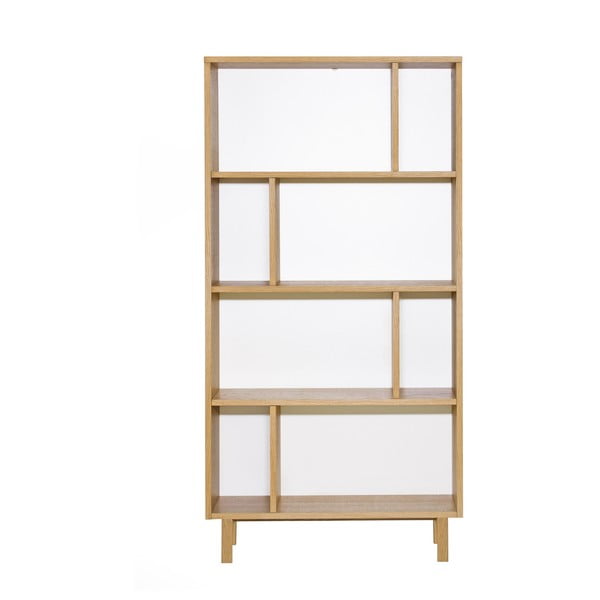 Дървен шкаф за книги от бял дъб Saga - We47