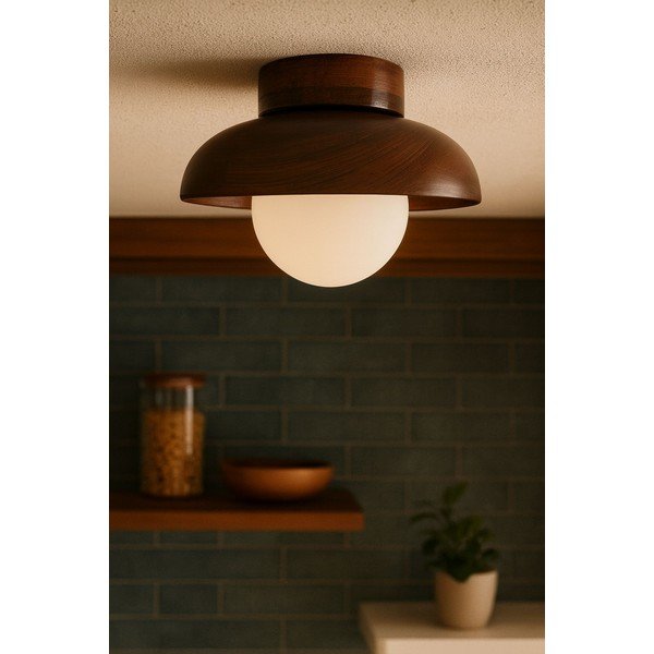 Кафяво осветително тяло за таван със стъклен абажур ø 24 cm Elsa – Opviq lights-image-1