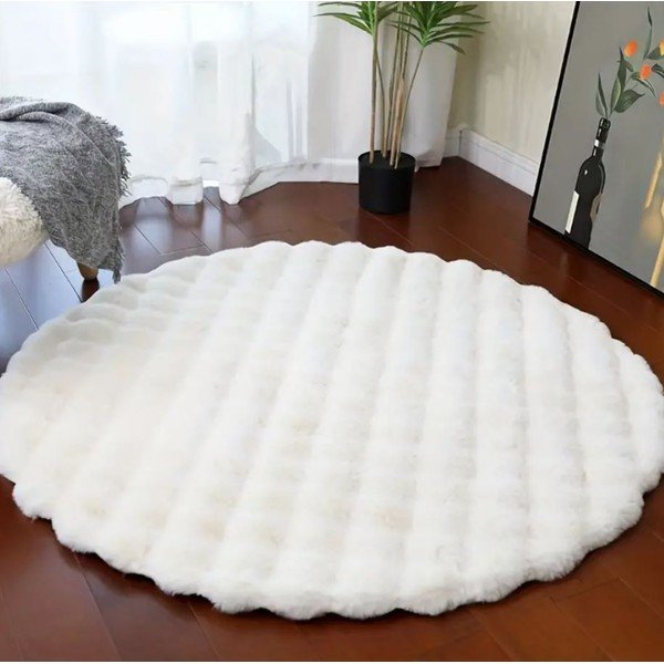 Бял кръгъл килим подходящ за пране ø 80 cm Bubble White – Mila Home-image-3