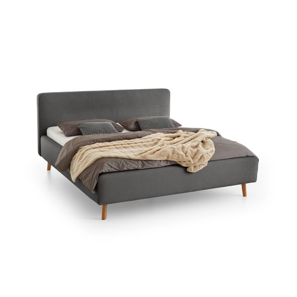 Антрацитно тапицирано двойно легло с място за съхранение с включена подматрачна рамка 160x200 cm Mattis – Meise Möbel-image-2