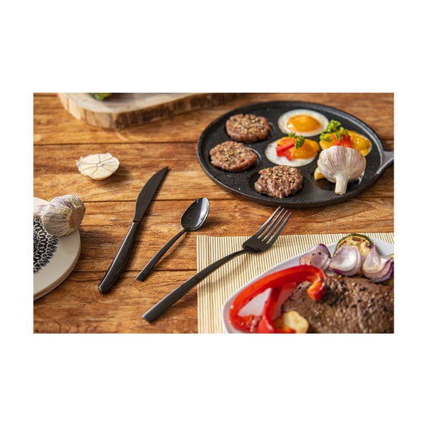 Черни прибори за хранене от неръждаема стомана 24 бр. Black Luxure - Orion-image-1