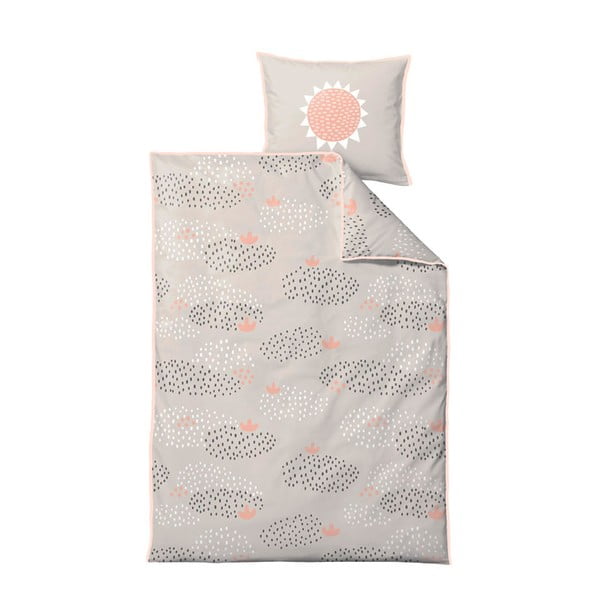Бежово-оранжево детско спално бельо от памук Ранфорс Raindrops, 100 x 140 cm - Södahl