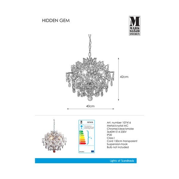 Хромирано висящо осветително тяло Hidden, ⌀ 40 cm Hidden Gem - Markslöjd-image-3