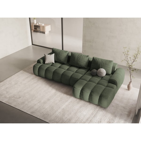 Зелен сгъваем/с място за съхранение ъглов диван (десен ъгъл) Linz – Cosmopolitan Design-image-1