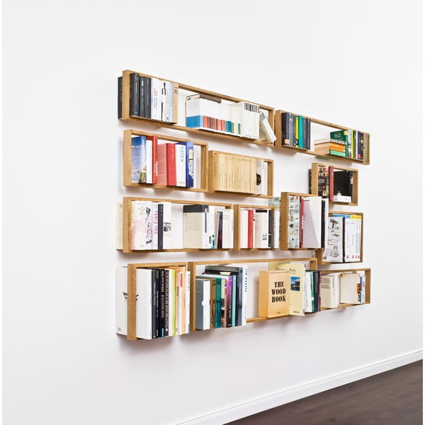 Knižní police z dubového dřeva das kleine b b4, výška 25 cm-image-1