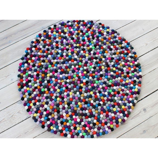 Топчест вълнен килим Multi Pang, ⌀ 200 cm Ball Rugs - Wooldot-image-1