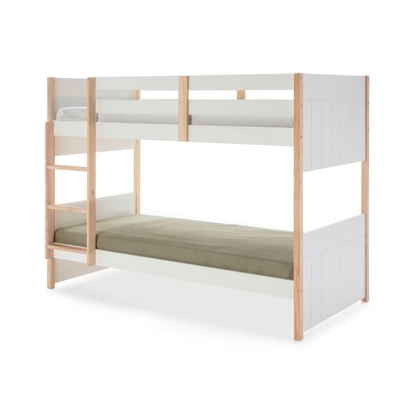 Бяло детско двуетажно легло с крака от борова дървесина , 90 x 190 cm Kiara - Marckeric-image-2