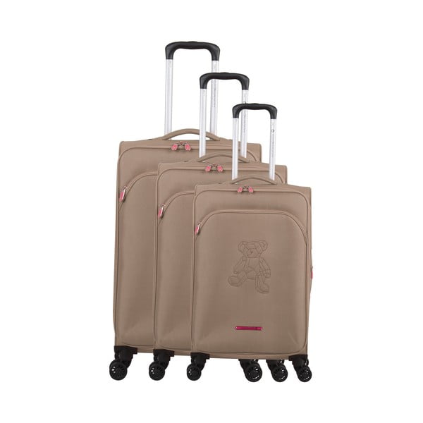 Комплект от 3 бежови багажа на 4 колела Lulucastagnette Emilia - LULUCASTAGNETTE