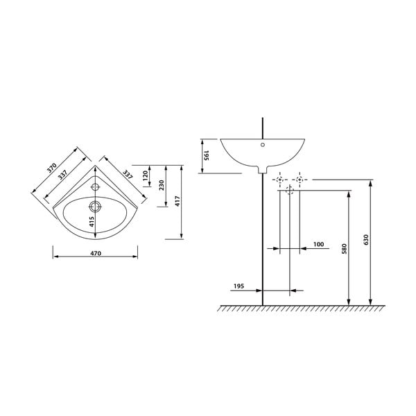Бял керамичен малък умивалник 34x34 cm Luigi – Sapho-image-4