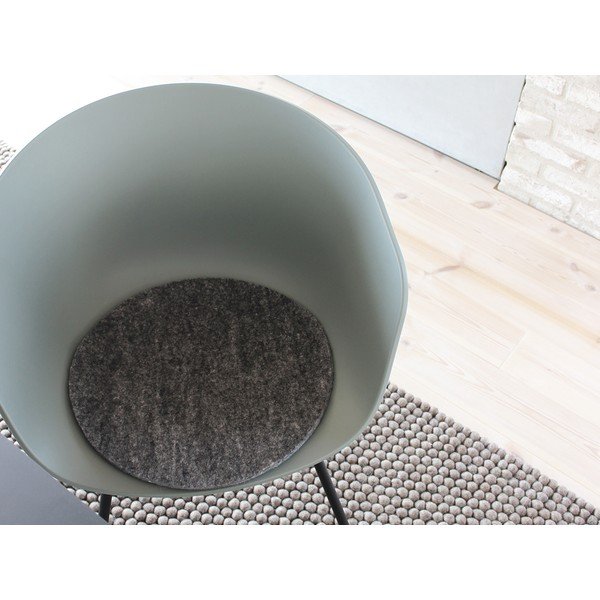Антрацитен вълнен филц Подложка за стол от филц, ⌀ 40 cm - Wooldot-image-2